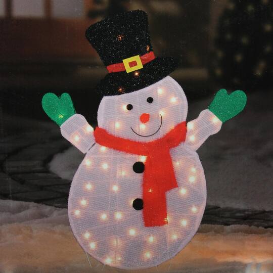 4ft Lighted Winter Snowman With Top Hat Outdoor Christmas Yard